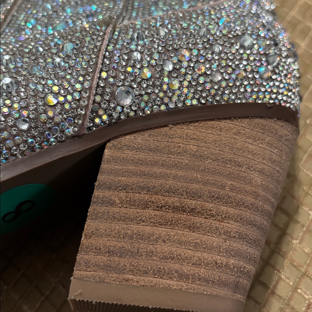 Glittering Rhinestone Ankle Booties size 8 - Picture 4 of 4